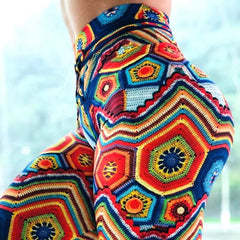  Showlu Fashion Store Colorful / XL Women High Waist Printed Leggings Fitness Sporting Colourful Yoga Pants Push Up Elastic Pencil Bottoms Fashion Casual Trousers