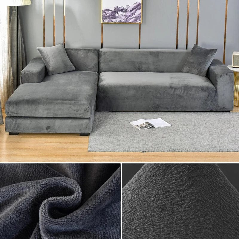  Showlu Fashion Store colour1 / 1 SEAT (90-140CM) / CHINA Velvet Sofa Cover Thick Elastic 1/2/3/4 Seater Sofa Cover for Living Room Velvet Plush L Shaped Corner Sofa Cover Couch Cover