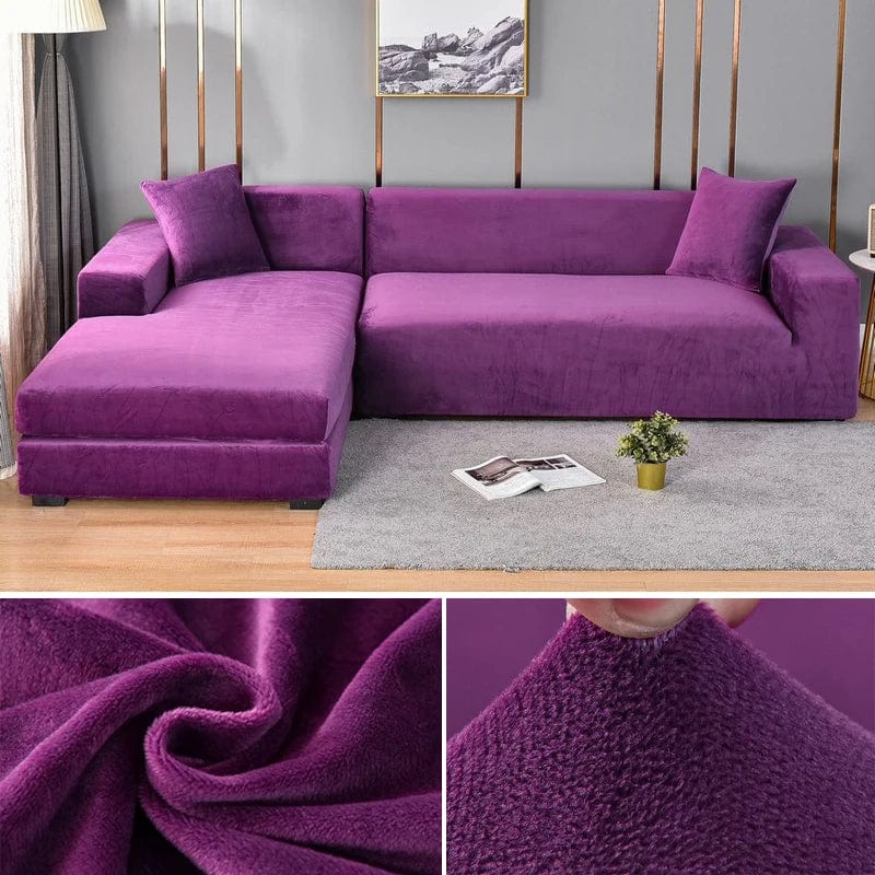  Showlu Fashion Store colour11 / 1 SEAT (90-140CM) / CHINA Velvet Sofa Cover Thick Elastic 1/2/3/4 Seater Sofa Cover for Living Room Velvet Plush L Shaped Corner Sofa Cover Couch Cover