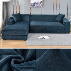  Showlu Fashion Store colour13 / 2 SEAT (145-185CM) / CHINA Velvet Sofa Cover Thick Elastic 1/2/3/4 Seater Sofa Cover for Living Room Velvet Plush L Shaped Corner Sofa Cover Couch Cover