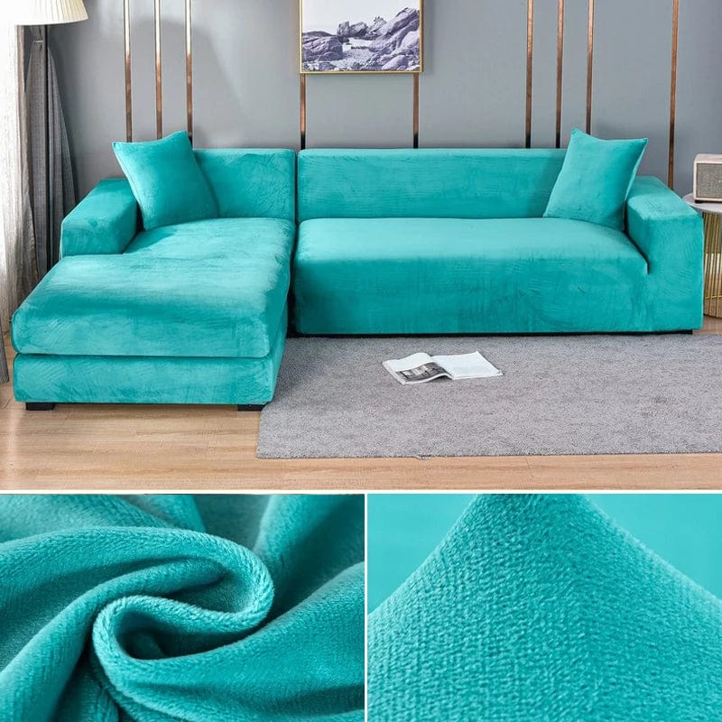  Showlu Fashion Store colour14 / 4 SEAT (235-300CM) / CHINA Velvet Sofa Cover Thick Elastic 1/2/3/4 Seater Sofa Cover for Living Room Velvet Plush L Shaped Corner Sofa Cover Couch Cover