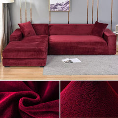  Showlu Fashion Store colour15 / 2 SEAT (145-185CM) / CHINA Velvet Sofa Cover Thick Elastic 1/2/3/4 Seater Sofa Cover for Living Room Velvet Plush L Shaped Corner Sofa Cover Couch Cover