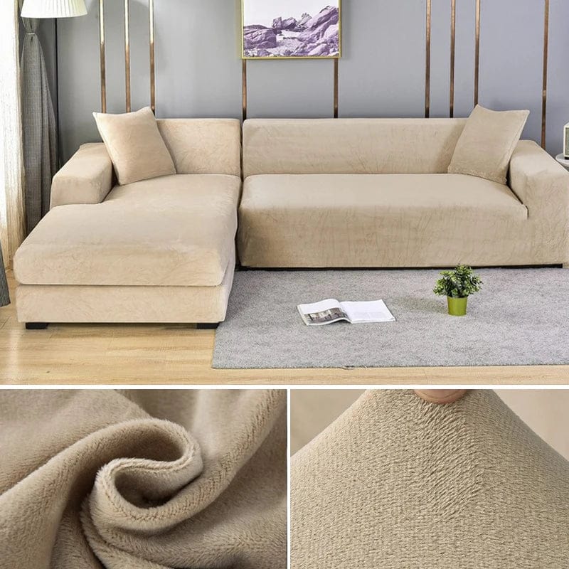  Showlu Fashion Store colour16 / 4 SEAT (235-300CM) / CHINA Velvet Sofa Cover Thick Elastic 1/2/3/4 Seater Sofa Cover for Living Room Velvet Plush L Shaped Corner Sofa Cover Couch Cover