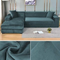  Showlu Fashion Store colour21 / 2 SEAT (145-185CM) / CHINA Velvet Sofa Cover Thick Elastic 1/2/3/4 Seater Sofa Cover for Living Room Velvet Plush L Shaped Corner Sofa Cover Couch Cover