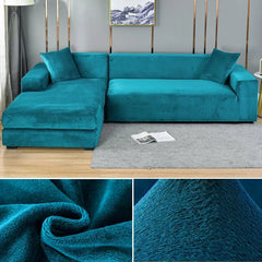  Showlu Fashion Store colour6 / 1 SEAT (90-140CM) / CHINA Velvet Sofa Cover Thick Elastic 1/2/3/4 Seater Sofa Cover for Living Room Velvet Plush L Shaped Corner Sofa Cover Couch Cover