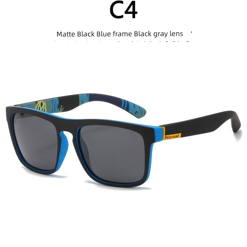 Showlu Fashion Store Complimentary mirror cloth / C4 matte black blue frame Black gray lens Square Polarized Polarized Sunglasses Men's and Women's Outdoor Protective Sunglasses Men's Driving Glasses Colorful Glasses Legs