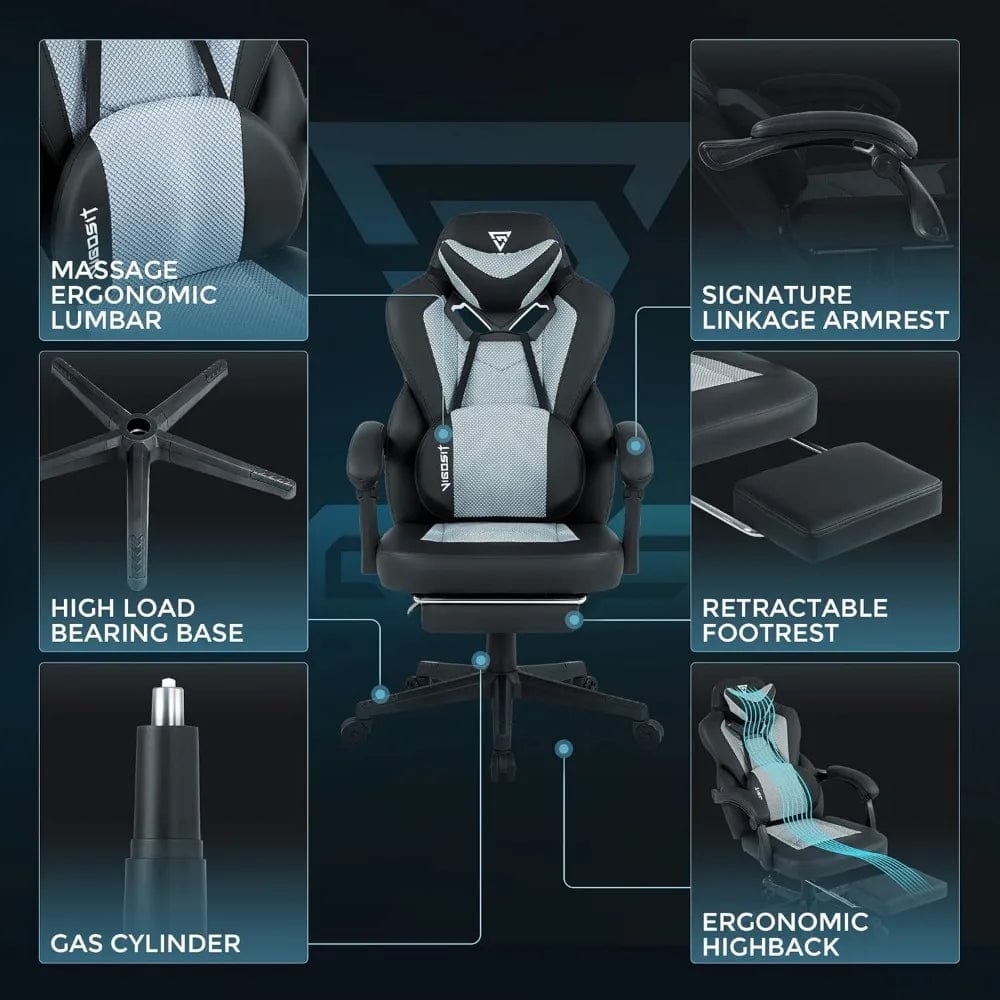  Showlu Fashion Store Computer Armchair Gamer Chair Office Furniture Gaming Chair for the Computer Mobile Relaxing Backrest Ergonomic Reclining Wheels