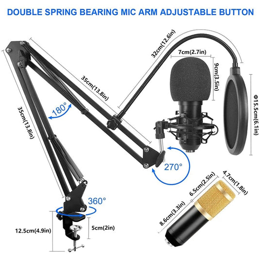 SHOWLU FASHION STORE Condenser Mic with Live Sound Card Kit,Podcast Equipment Bundle with Voice Changer and Mixer Functions for PC Smartphone