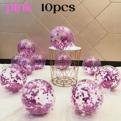 Showlu Fashion Store confetti -pink / 12inch 10/20 Star Confetti Balloons Metallic Confetti Latex Transparent Ballon Baby Shower Birthday Party Wedding Decoration Ball Globo