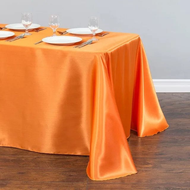  Showlu Fashion Store Coral orange / 228x396cm-90x156inch Rectangular Table Cloth Satin Cloth Square Table Cloth suitable for buffet table party holiday dinner wedding banquet decoration