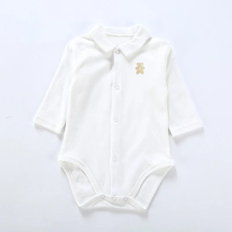 Showlu Fashion Store Cream(front opening) / 9M-73cm Baby clothes 100% cotton bodysuit 0-3Y autumn winter fashion one piece newborn outfit boy long sleeve polo collar jumpsuit white