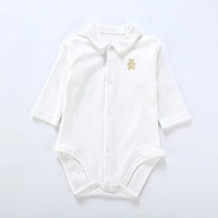 Showlu Fashion Store Cream(front opening) / 9M-73cm Baby clothes 100% cotton bodysuit 0-3Y autumn winter fashion one piece newborn outfit boy long sleeve polo collar jumpsuit white