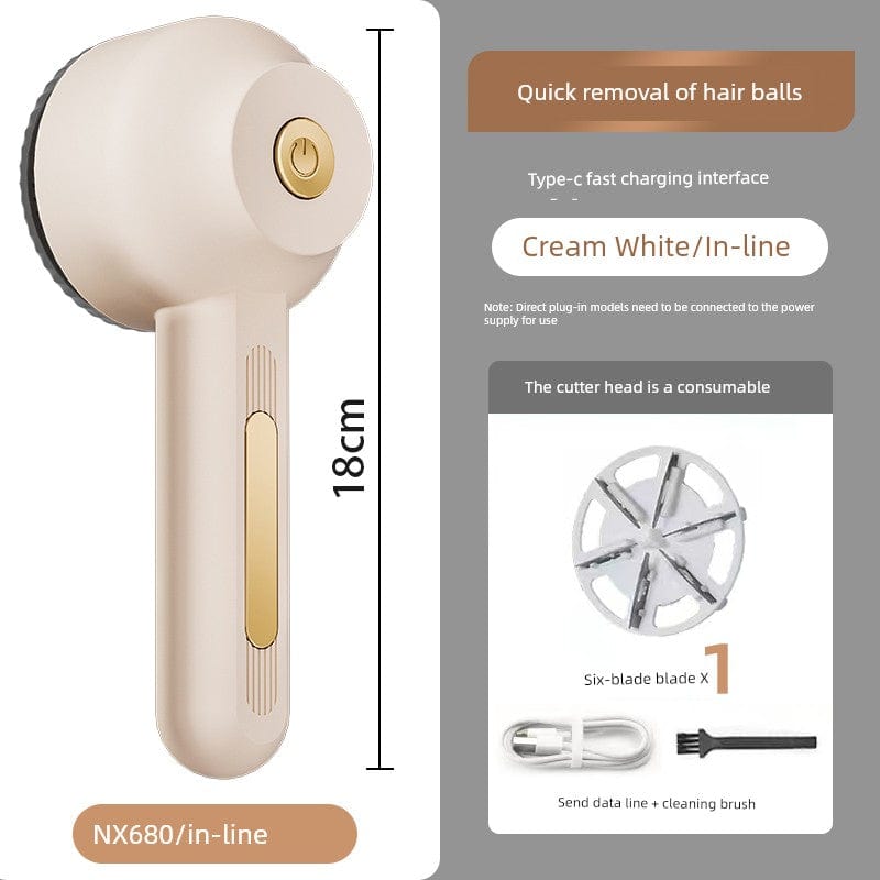  Showlu Fashion Store Cream White [in-line style] × 1 cutter head Fur Ball Trimmer Lady Shaver Clothes Pilling Hair Ball Trimmer For Home Rechargeable Scraping Hair Remover Removal Ball Handy Gadget