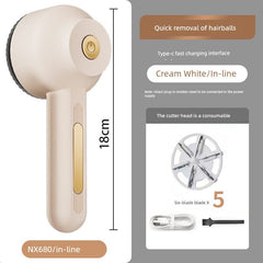  Showlu Fashion Store Cream White [in-line style] × 5 cutter heads Fur Ball Trimmer Lady Shaver Clothes Pilling Hair Ball Trimmer For Home Rechargeable Scraping Hair Remover Removal Ball Handy Gadget