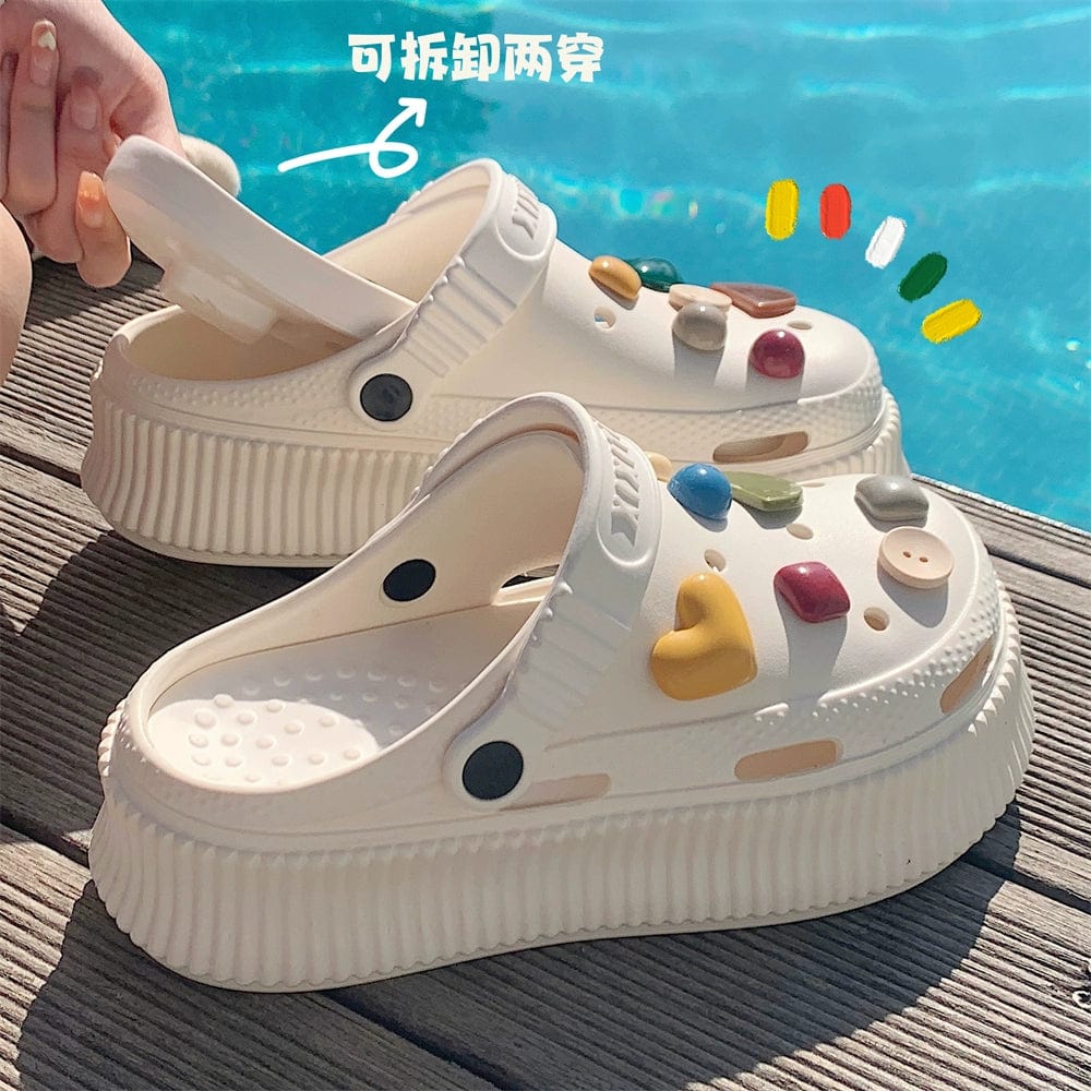  Showlu Fashion Store Creamy White / 38-39 Thin Strip Eva Detachable Fashion Women's Summer Hole Shoes