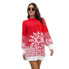  Showlu Fashion Store Crew Neck Year of Birth Snowflake Mid Length Long Length Sweater Sweater