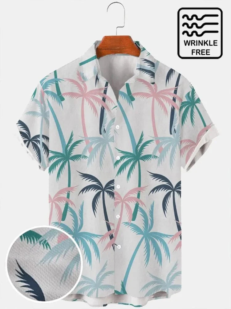 Men’s Hawaiian shirt by Showlu Fashion with green 3D print, short sleeves, casual cotton fabric, stylish Y2K-inspired design.