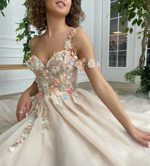  Showlu Fashion Store Custom color / 2 Private Custom Elegant Party Dresses for Women 2023 Vitality Beige One-Shoulder Sleeveless 3D Flower Slit Evening Dress