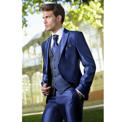 SHOWLU FASHION STORE Custom Made costume homme new bright Blue Mens Suits 3 Piece 2019 New Arrival tuxedos for men Party tuxedos Wedding men Suit