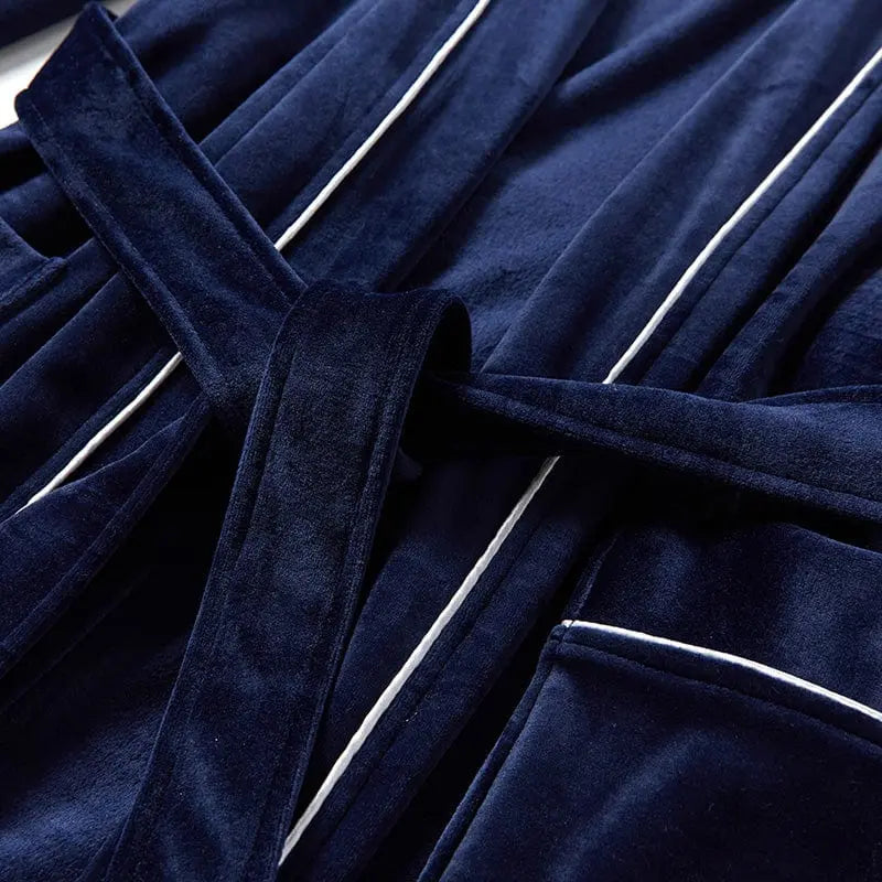 Showlu Men's fleece nightgown with long sleeves, breathable velour fabric, warm and skin-friendly for comfortable sleepwear.