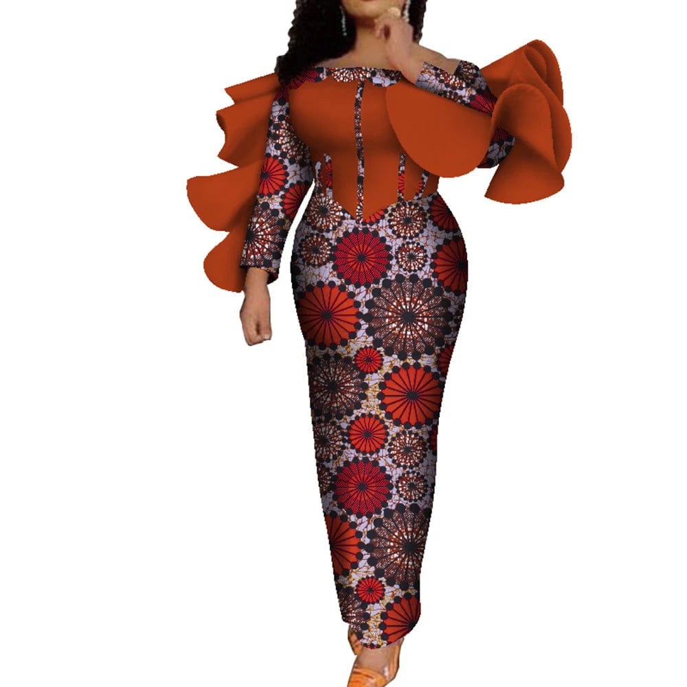 SHOWLU FASHION STORE Customized African Women Coat Dashiki Women Sexy Suspender Clothes Ankara Long Sleeve Slim Dress WY8837