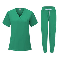 SHOWLU FASHION STORE Cyan-blue / XL Hot Sale Anti Wrinkle Washable Soft Fabric Nurse Scrubs Hospital Uniform Medical Scrubs Women Jogger Scrubs Sets Pair