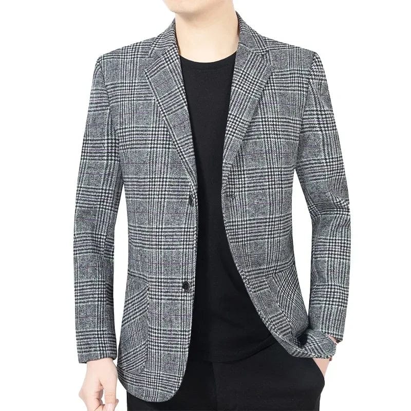  Showlu Fashion Store D / 4XL  Asia Size Men Plaid Blazers Jackets New Spring Autumn Business Casual Suits Jackets Coats Male Formal Wear Slim Fit Blazers Size 4XL