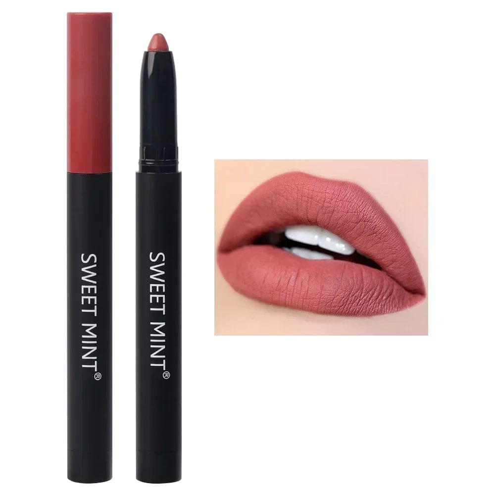  Showlu Fashion Store D02 Nude Brown Lipliner Pen Waterproof Sexy Red Matte Contour Tint Lipstick Lasting Non-stick Cup Lipliner Pen Lips Makeup Cosmetic