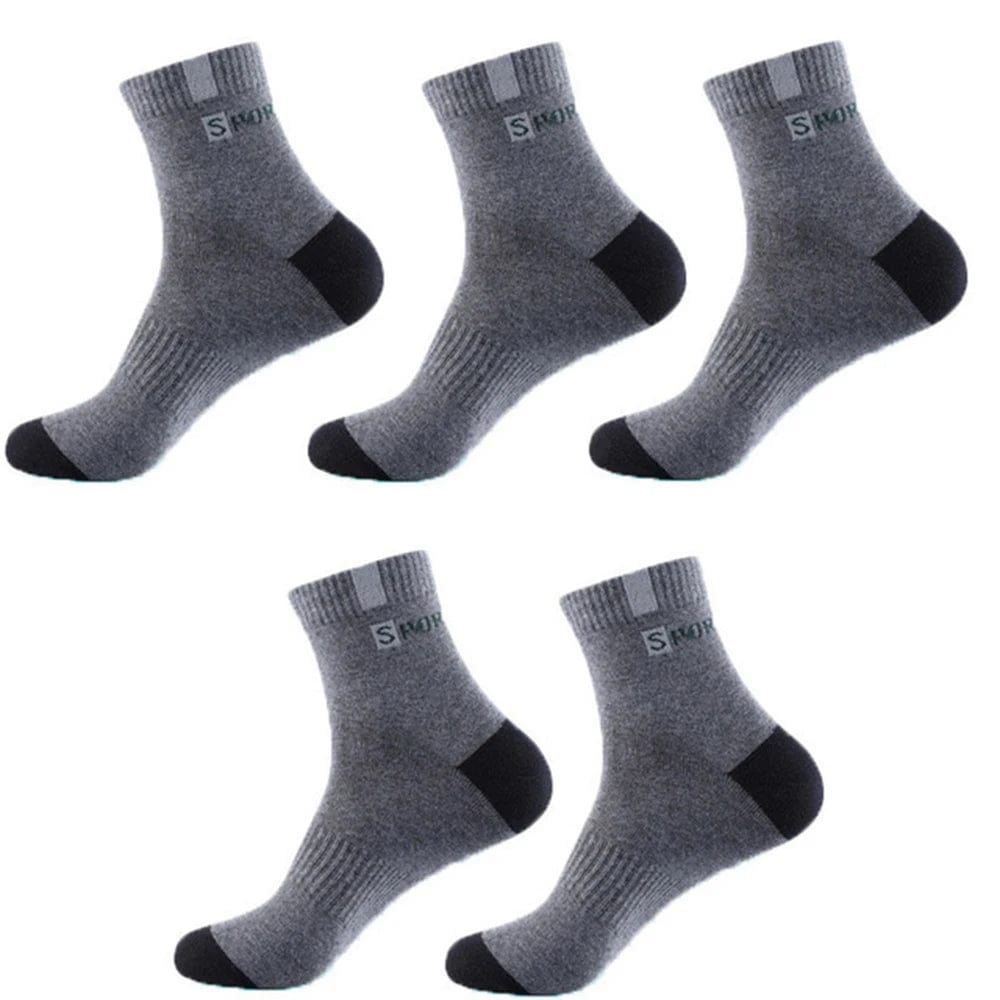 Showlu Fashion Store dak grey 5Pairs Men Bamboo Fiber Autumn Winter Men Socks Breathable Cotton Sports Sock Breathable Deodorant Business Socks Size 37-43