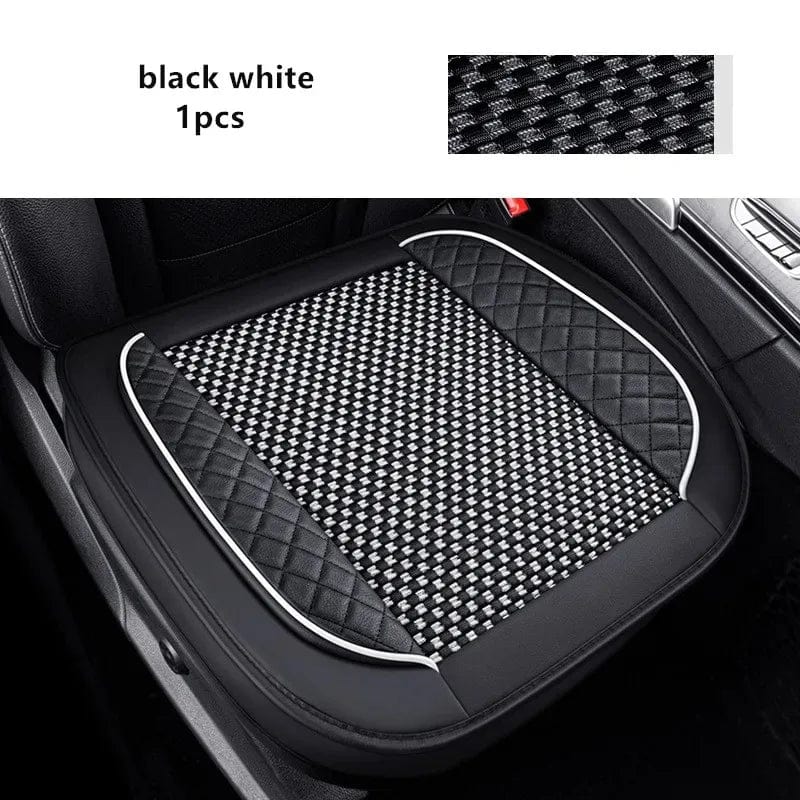 Showlu Fashion Store Dark blue 3D Ice Silk+PU Leather Car Seat Cover Universal Seat Protector Non-slip Cushion Luxury Car Seat Upholstery Mat Accessories