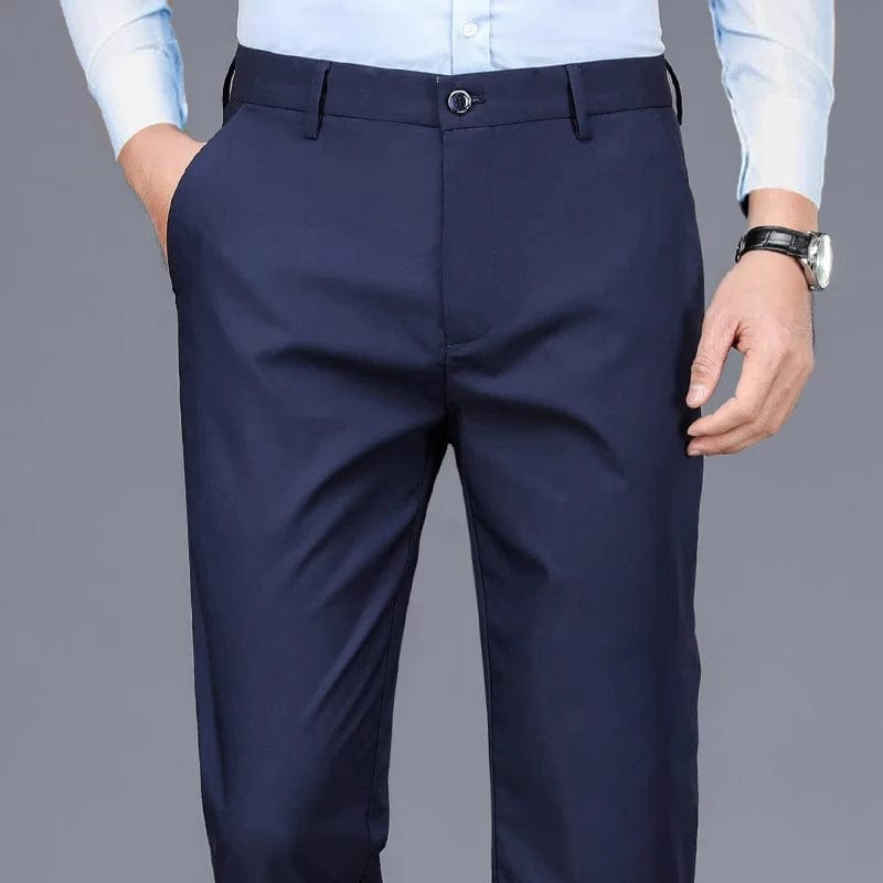  Showlu Fashion Store Dark blue 517 / 36 Men's Casual All-In-One Solid Color Suit Pants Merchant Formal Elastic Comfortable Slim Camping Trip Talk Pants