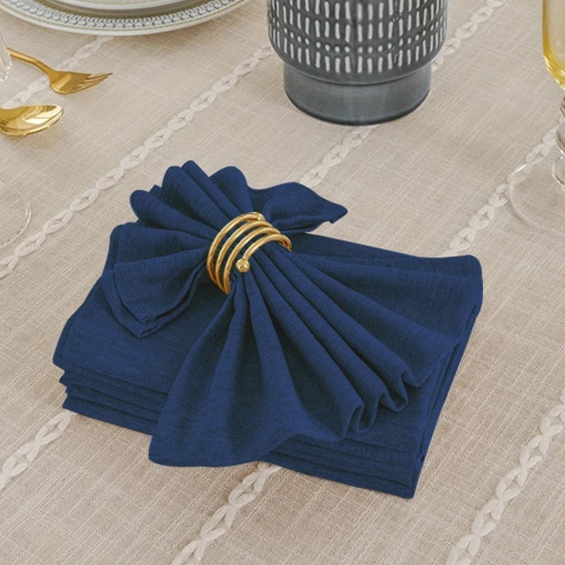  Showlu Fashion Store dark blue Set Of 6 40x40cm Table Cloth Napkins Durable Polyester Thicken Placemat Reusable for Kitchen Dining Wedding Decoration