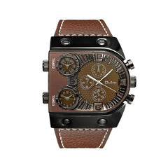 Showlu Fashion Store Dark brown New Sport Gold Steel Watches Men Super Big Large Dial Male Quartz Clock Decorative Compass Luxury Men's Wrist Watch