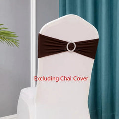 Showlu Fashion Store Dark coffee / 10 pcs 10pcs/lot Stretch Lycra Spandex Chair Covers Bands With Buckle Slider For Wedding Decorations Wholesale Chair Sashes Bow heart