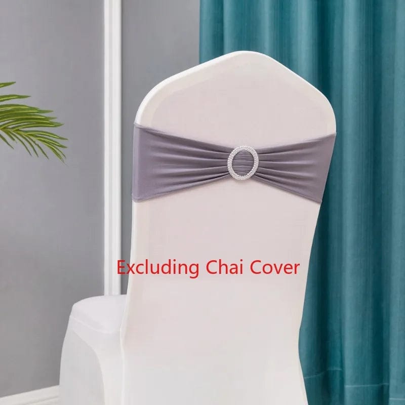 Showlu Fashion Store Dark gray / 10 pcs 10pcs/lot Stretch Lycra Spandex Chair Covers Bands With Buckle Slider For Wedding Decorations Wholesale Chair Sashes Bow heart