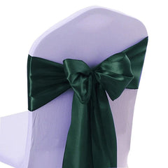  Showlu Fashion Store DARK GREEN / 15x270 cm Satin Chair Sash Wedding Decoration Bow Tie Band Birthday Party Hotel Show Nice Design Shiny Colour