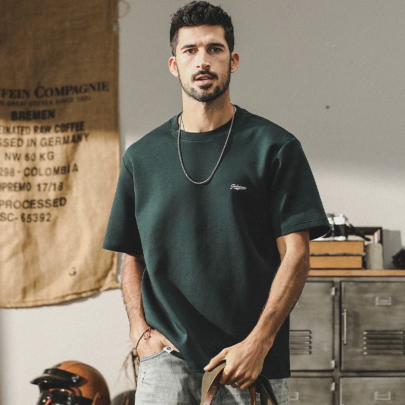  Showlu Fashion Store Dark green / M(Suitable for 50.00 kg-60.00 kg) Jereno Smooth Soft Nuo Air Layer Short Sleeve T-shirt