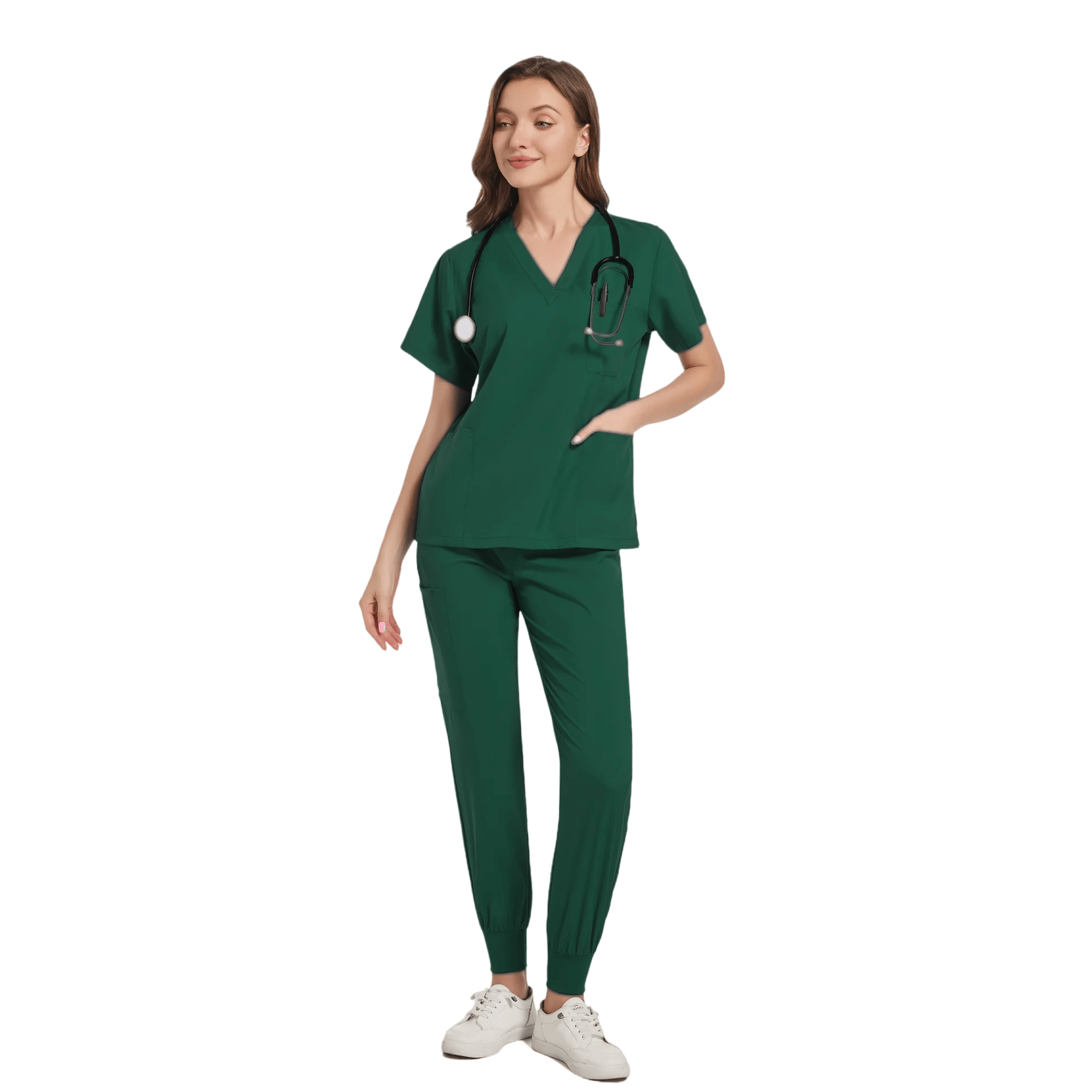 SHOWLU FASHION STORE Dark Green / XL Women Scrub Set Surgical Nursing Scrub Sets Hospital Uniform Medical Factory Wholesale Uniforms Womens Custom Scrubs