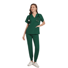 SHOWLU FASHION STORE Dark Green / XL Women Scrub Set Surgical Nursing Scrub Sets Hospital Uniform Medical Factory Wholesale Uniforms Womens Custom Scrubs