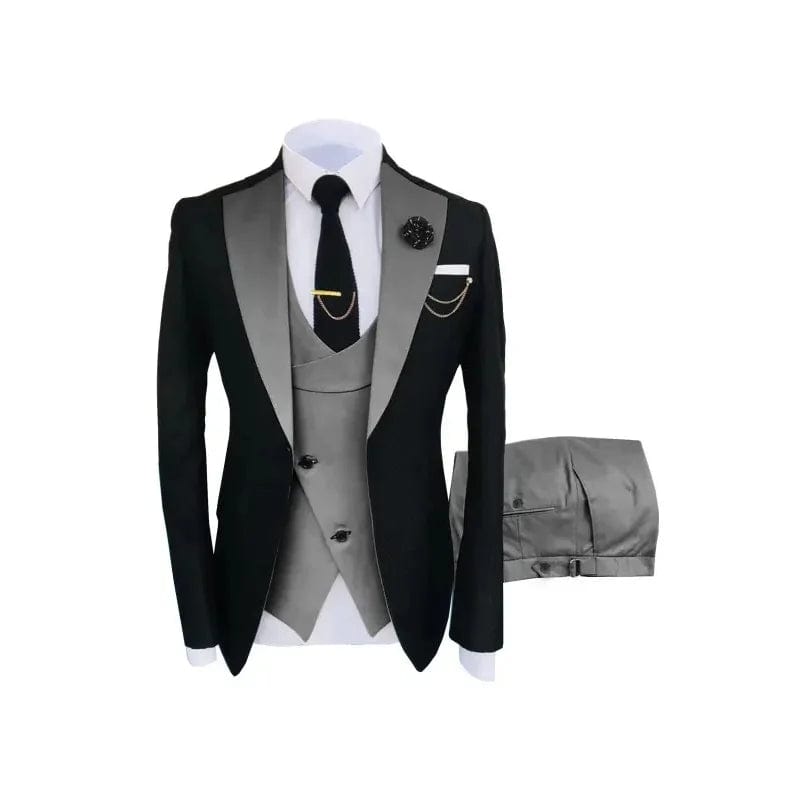 SHOWLU FASHION STORE Dark Grey / 5XL / Pack of 1 | CHINA Navy Costume Homme Groom Tuxedos Men Suits Peaked Lapel Wedding Prom Terno Masculino Slim Fit Blazer 3 Pcs Classic Men Suits