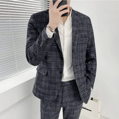  Showlu Fashion Store Dark grey / Asian XXL is Eur L High-quality Suit for Men (suit + Trousers) Stylish and Handsome 2-piece Business Professional Suit Best Man Groom Wedding Dress