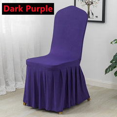  Showlu Fashion Store Dark Purple Pleated Skirt Stretch Spandex Dining Chair Cover Removable Weddings Banquet Chair Protectors Party Hotel Washable Seat Covers