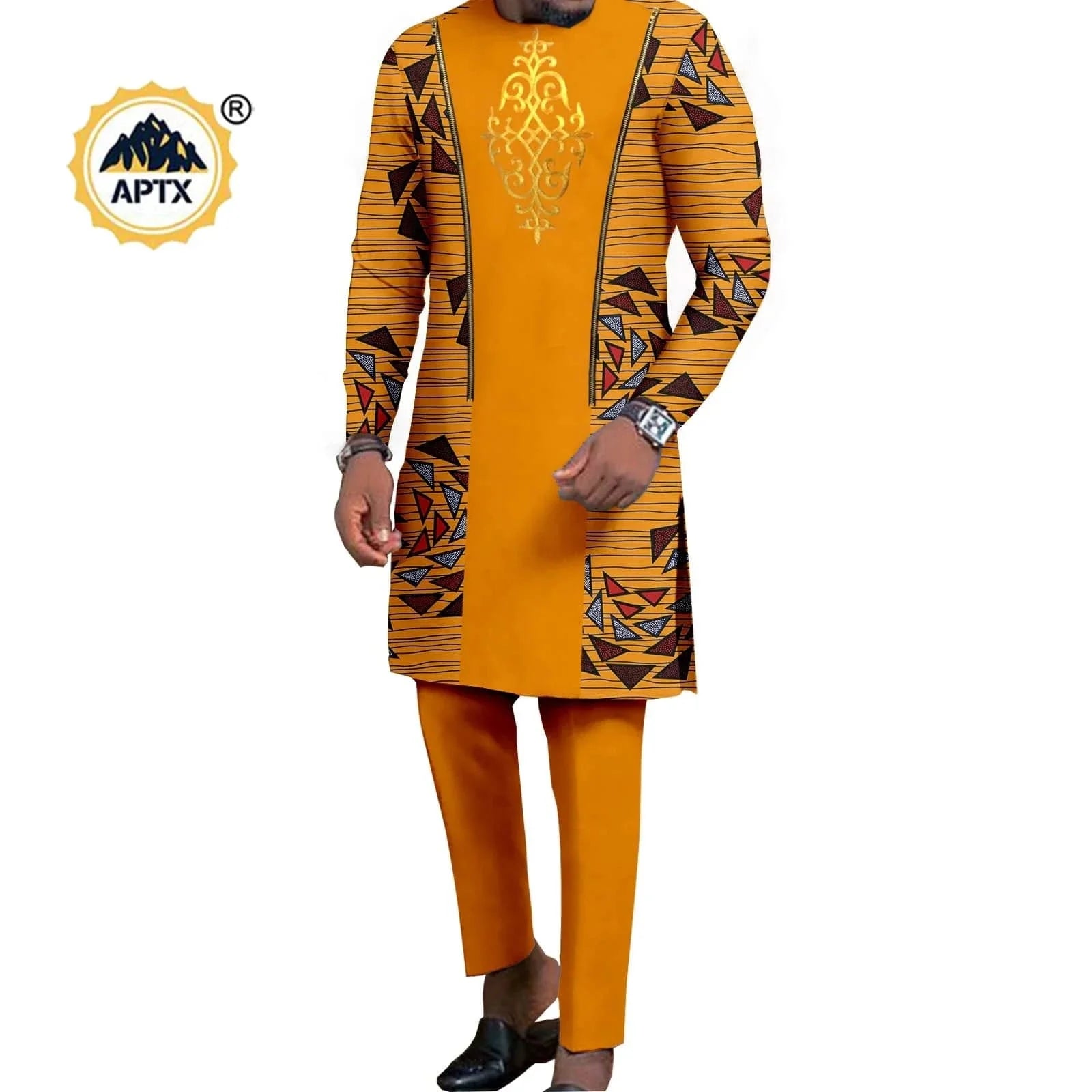 African couple outfits including a mermaid dress for women and matching men's pant set for wedding by SHOWLU FASHION STORE.