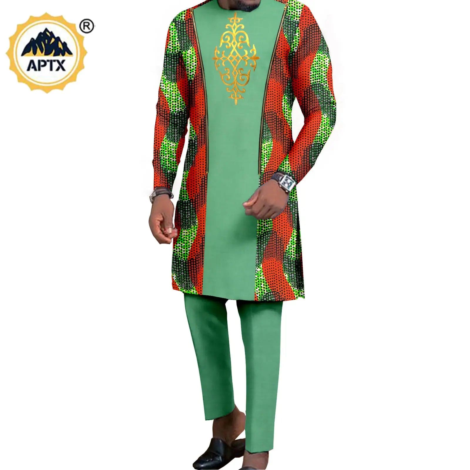 African couple wedding outfits including a mermaid dress for women and matching men's pant set by SHOWLU FASHION STORE