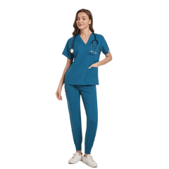 SHOWLU FASHION STORE Deep blue / S Women Scrub Set Surgical Nursing Scrub Sets Hospital Uniform Medical Factory Wholesale Uniforms Womens Custom Scrubs