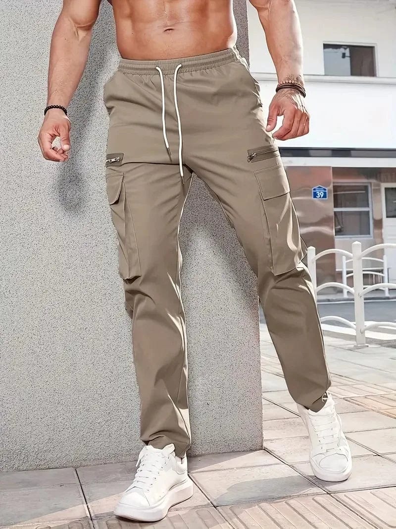 SHOWLU FASHION STORE Deep khaki / XXXL Men trousers Side Pockets Cargo Harem Pants Zipper Black Hip Hop Casual Male Joggers Trousers Fashion Casual Streetwear Pants