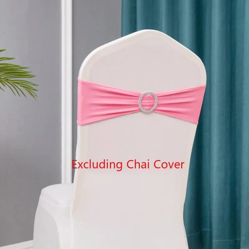 Showlu Fashion Store deep pink / 10 pcs 10pcs/lot Stretch Lycra Spandex Chair Covers Bands With Buckle Slider For Wedding Decorations Wholesale Chair Sashes Bow heart