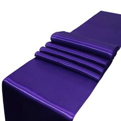 Showlu Fashion Store Deep Purple 10Pcs/Set Satin Table Runner 30cm x 275cm For Wedding Party Event Banquet Home Table Decoration Supply Table Cover Accessories