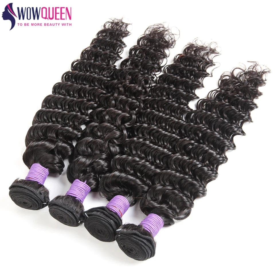 SHOWLU FASHION STORE Deep Wave Human Hair Bundles 28 30 32 Inch Raw Hair Bundles 100% Natural Deep Curly Remy Peruvian Hair Extensions 1 3 4 Deal