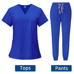 SHOWLU FASHION STORE diamond blue / S Slim Fit Medical Scrubs Uniform Women Scrub Sets Nursing Accessories Hospital Surgery Gowns Dental Clinic Beauty Salon Workwear